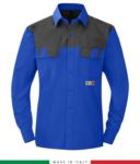Zweifarbiges Multipro Hemd, langarm, zwei Brusttaschen, Made in Italy, zertifiziert nach EN 1149-5, EN 13034, EN 14116:2008, Farbe marineblau/ rot RU801BICT54.AZGR